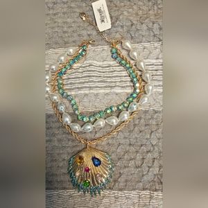 Betsey Johnson Layered Shell Necklace